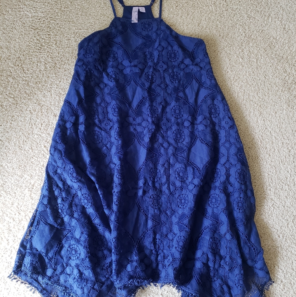 Blue Lacy dress - Cobalt - Halter
